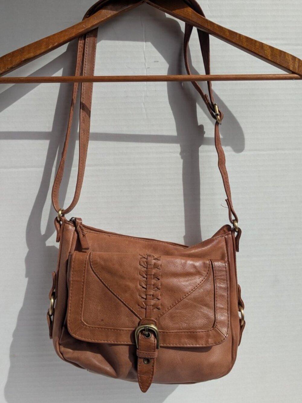 Great American Leather Works Brown Leather Shoulder Purse Handbag 10x8”